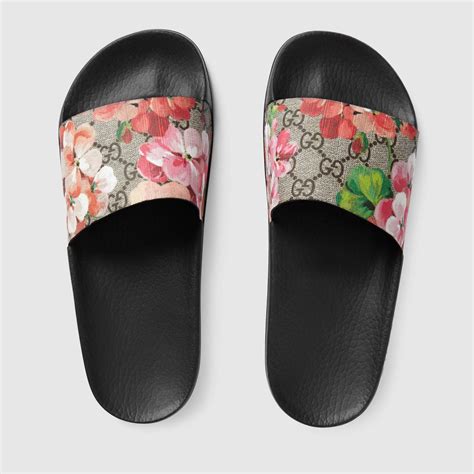 gucci floral print slides|floral Gucci slides women.